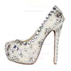 Women's Ivory Patent Leather Pumps with Crystal/Crystal Heel/Pearl #LDB03030426