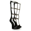 Women's Black Real Leather Sandals #LDB03030432
