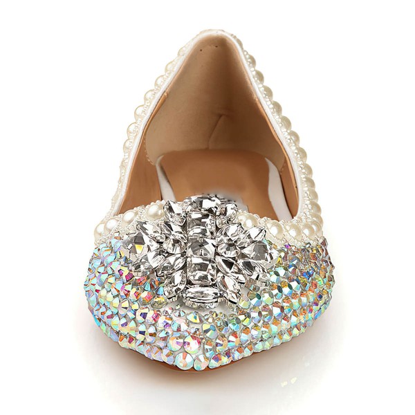 Women's  Patent Leather Flats with Crystal/Pearl #LDB03030438