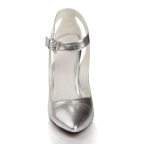 Women's Silver Real Leather Closed Toe with Buckle #LDB03030446