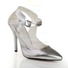 Women's Silver Real Leather Closed Toe with Buckle #LDB03030446