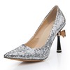 Women's Silver Sparkling Glitter Pumps with Bowknot/Sparkling Glitter #LDB03030477