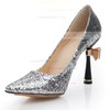 Women's Silver Sparkling Glitter Pumps with Bowknot/Sparkling Glitter #LDB03030477