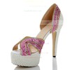 Women's Fuchsia Patent Leather Pumps with Crystal/Crystal Heel #LDB03030483