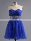 Fuchsia Tulle Short/Mini Crystal Detailing Lace-up Sweetheart Prom Dresses #LDB02111410