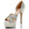 Women's  Patent Leather Pumps with Zipper/Crystal/Crystal Heel #LDB03030484
