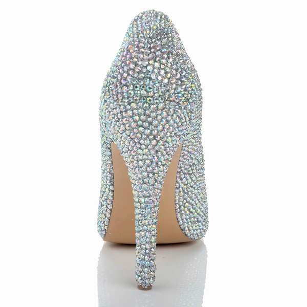 Women's  Real Leather Pumps with Crystal/Crystal Heel