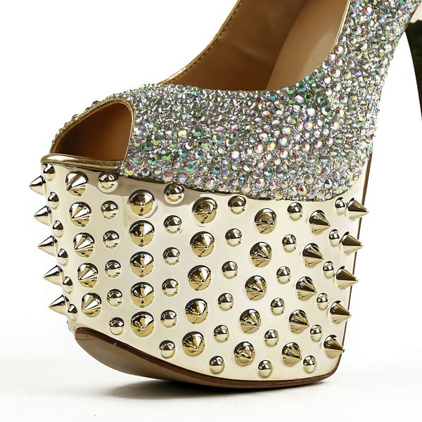 Women's  Real Leather Pumps with Crystal/Rivet