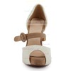 Women's Ivory Suede Pumps with Buckle/Imitation Pearl #LDB03030499