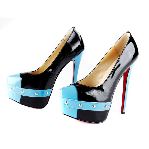Women's  Patent Leather Pumps with Rivet