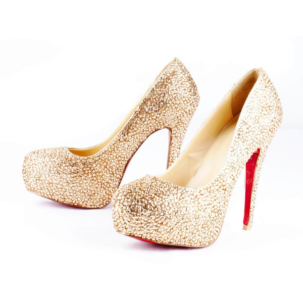 Women's  Sparkling Glitter Pumps with Crystal/Crystal Heel #LDB03030516