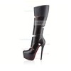 Women's Black Real Leather Pumps with Hollow-out #LDB03030523