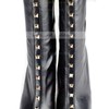 Women's Black Real Leather Pumps with Zipper/Rivet #LDB03030533