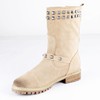 Women's Khaki Suede Mid-Calf Boots with Buckle/Rivet #LDB03030535