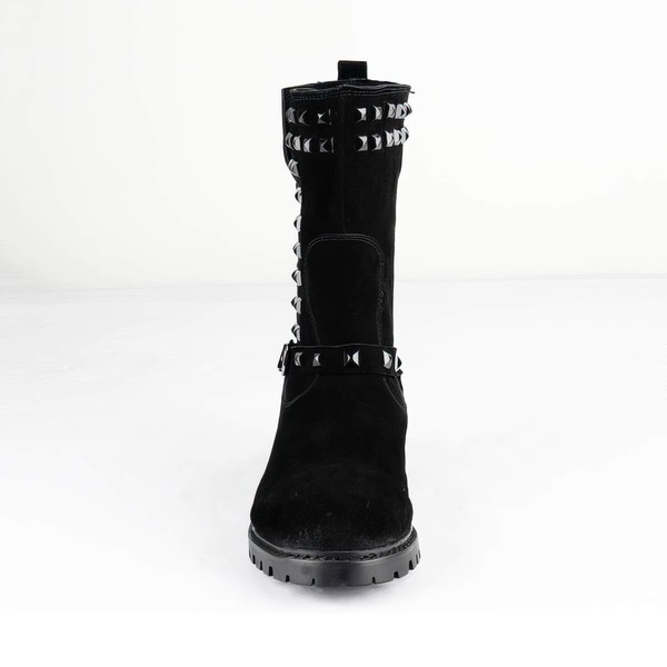 Women's Black Suede Ankle Boots with Rivet #LDB03030536