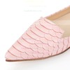 Women's Pink Real Leather Flats with Animal Print #LDB03030547