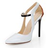 Women's White Patent Leather Pumps with Buckle/Hollow-out/Split Joint/Animal Print #LDB03030549