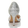 Women's Silver Satin Pumps with Crystal/Crystal Heel/Hollow-out #LDB03030555