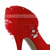 Women's Red Satin Pumps with Crystal/Applique/Feather/Pearl #LDB03030558