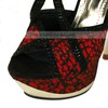 Women's Red Satin Pumps with Rivet/Stitching Lace/Buckle #LDB03030568