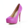 Women's Fuchsia Real Leather Pumps with Animal Print #LDB03030576