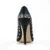 Women's Black Real Leather Pumps with Bowknot/Rivet #LDB03030577