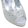 Women's Silver Satin Pumps with Crystal/Crystal Heel #LDB03030585