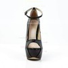 Women's Black Patent Leather Peep Toe with Buckle #LDB03030589