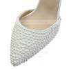 Women's White Patent Leather Pumps with Imitation Pearl #LDB03030590