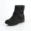 Women's Black Suede Ankle Boots with Buckle/Rivet #LDB03030593