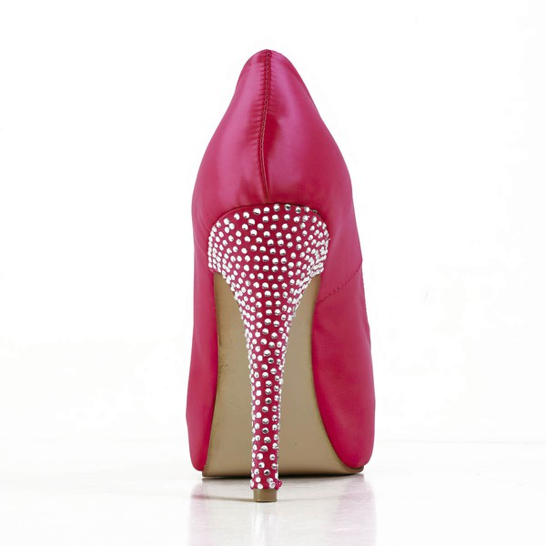 Women's Fuchsia Silk Pumps with Crystal/Crystal Heel #LDB03030595