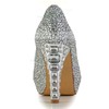 Women's Silver Real Leather Pumps with Crystal/Crystal Heel #LDB03030601