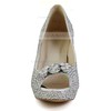 Women's Silver Real Leather Pumps with Crystal/Crystal Heel #LDB03030601