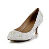 Women's White Lace Pumps with Pearl #LDB03030603