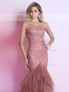 Women Sweetheart Tulle and Lace Tiered Trumpet/Mermaid Prom Dress #LDB02014311