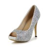 Women's Silver Real Leather Pumps with Crystal #LDB03030604