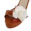 Women's Brown Real Leather Pumps with Buckle/Flower #LDB03030606