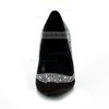 Women's Black Silk Pumps with Crystal/Crystal Heel #LDB03030613