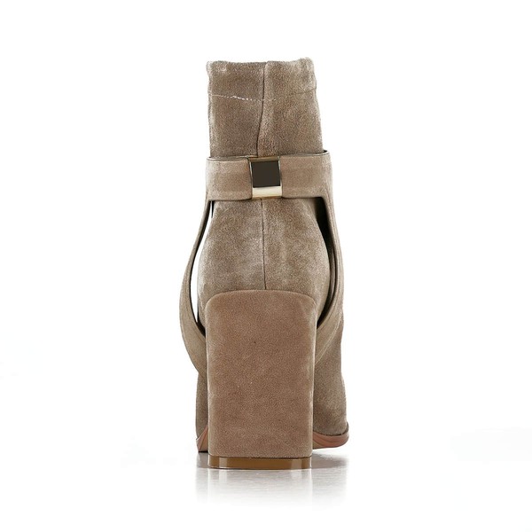 Women's Camel Suede Ankle Boots with Split Joint #LDB03030614