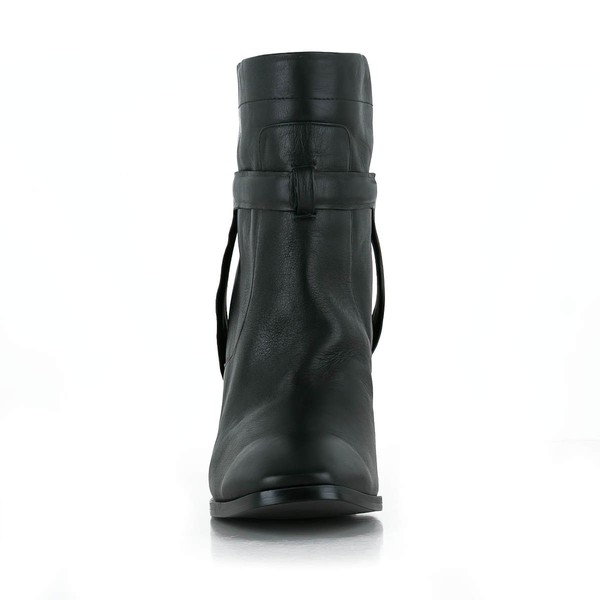 Women's Black Real Leather Ankle Boots