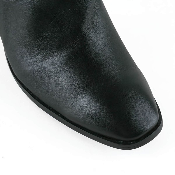 Women's Black Real Leather Ankle Boots
