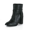 Women's Black Real Leather Ankle Boots #LDB03030615
