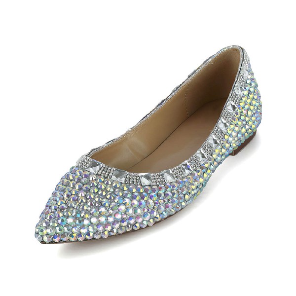 Women's Multi-color Patent Leather Flats with Crystal #LDB03030618