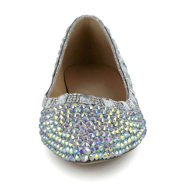 Women's Multi-color Patent Leather Flats with Crystal #LDB03030618