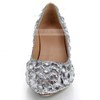Women's Silver Real Leather Pumps with Crystal/Crystal Heel #LDB03030623