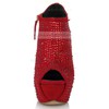 Women's Red Suede Peep Toe with Zipper/Crystal/Rivet #LDB03030626