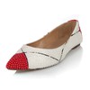 Women's White Patent Leather Flats with Imitation Pearl #LDB03030628
