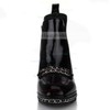 Women's Black Patent Leather Pumps with Split Joint/Chain #LDB03030630