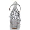 Women's Silver Real Leather Pumps with Buckle/Crystal/Crystal Heel #LDB03030632