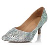 Women's Multi-color Real Leather Pumps with Crystal/Crystal Heel #LDB03030633